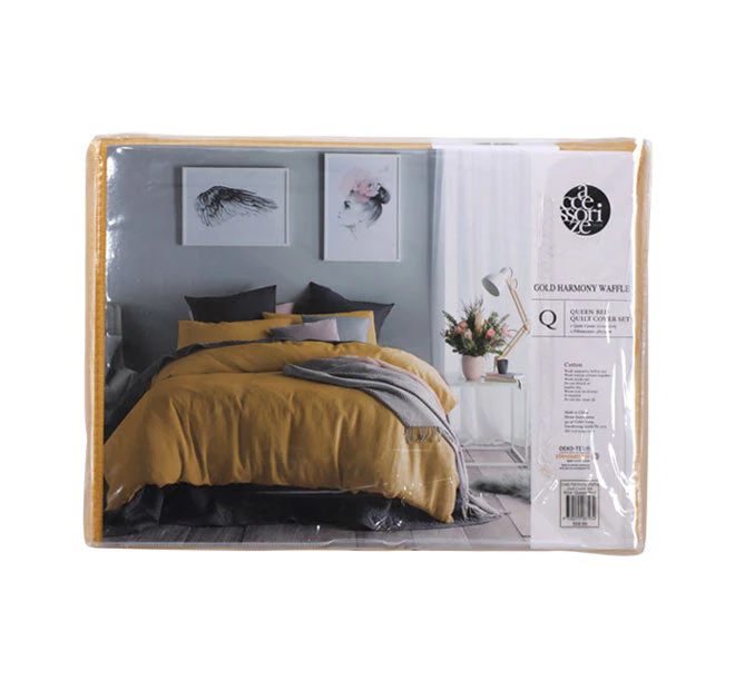 Waffle Quilt Cover Set Range Ochre - Image 5