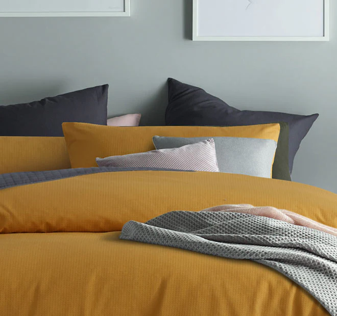 Waffle Quilt Cover Set Range Ochre - Image 9