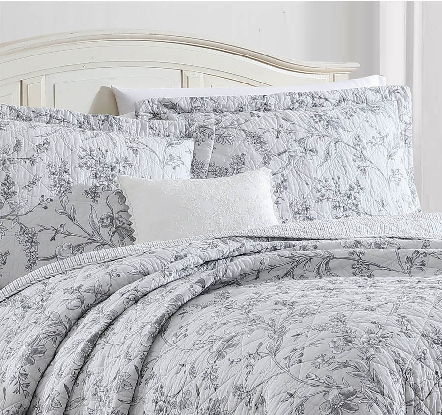 Branch Toile Coverlet Set Grey - Image 4